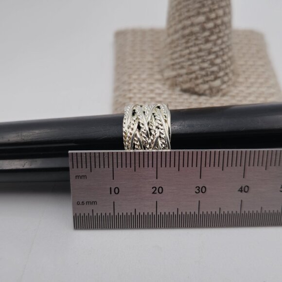 Size 7 Sterling Silver Braided Open Style Thick Band Ring A3589 - Picture 6 of 7